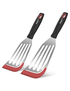 Juego de 2 espátulas para pescado Beijiyi, silicona y acero inoxidable