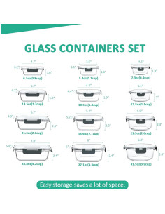 Juego de 24 Contenedores de Almacenamiento de Vidrio KOMUEE 2
