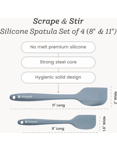 Juego de Espátulas de Silicona StarPack 4 Pzs Resistente al Calor