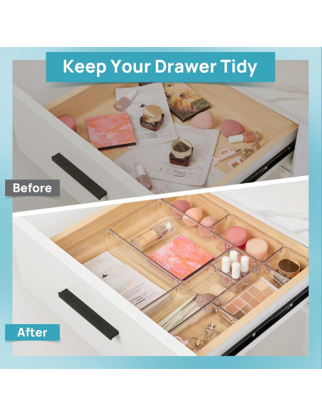 Organizador de Cajones Vtopmart 10 Piezas Plástico Transparente