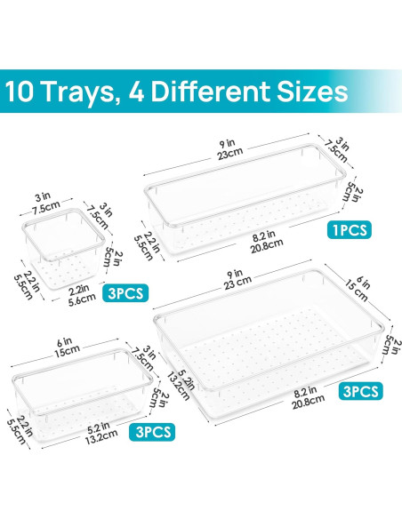 Organizador de Cajones Vtopmart 10 Piezas Plástico Transparente