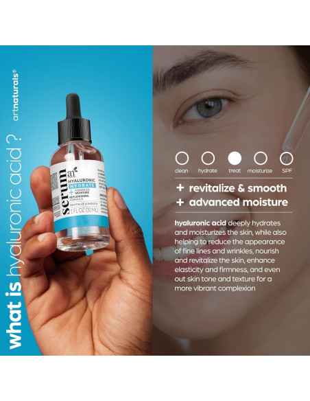 Suero Facial Antienvejecimiento ArtNaturals 29.57 ml - Ácido Hialurónico, Vitamina C y E