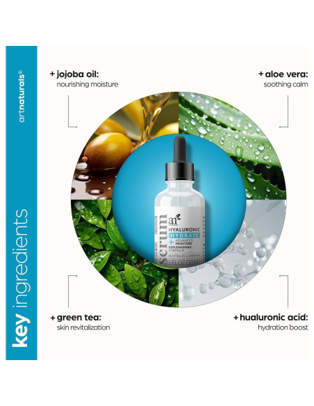 Suero Facial Antienvejecimiento ArtNaturals 29.57 ml - Ácido Hialurónico, Vitamina C y E