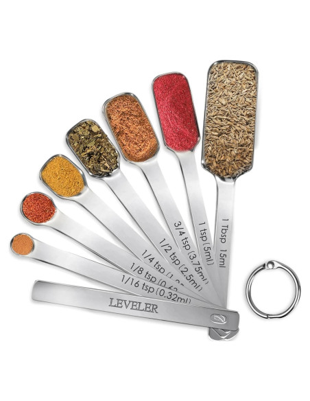 Juego de cucharas medidoras YUNNKEEY de acero inoxidable 8 piezas