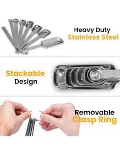 Juego de cucharas medidoras YUNNKEEY de acero inoxidable 8 piezas 2