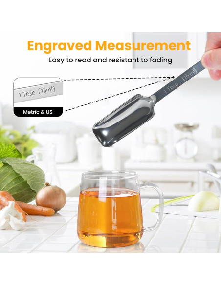Juego de cucharas medidoras YUNNKEEY de acero inoxidable 8 piezas
