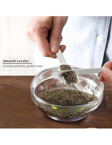 Juego de cucharas medidoras YUNNKEEY de acero inoxidable 8 piezas