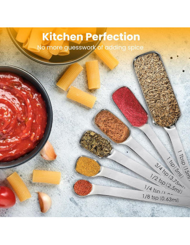Juego de cucharas medidoras YUNNKEEY de acero inoxidable 8 piezas