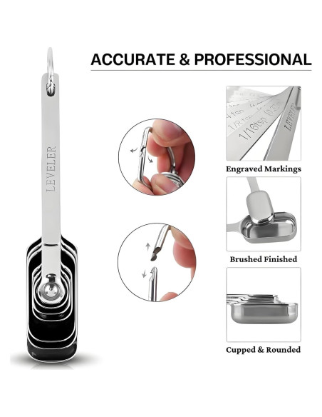 Juego de cucharas medidoras YUNNKEEY de acero inoxidable 8 piezas