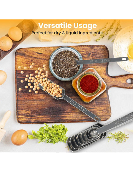Juego de cucharas medidoras YUNNKEEY de acero inoxidable 8 piezas