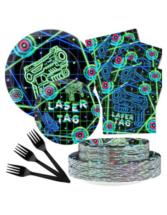 Platos y Servilletas Laser Tag SamPartyShop para 20 Invitados