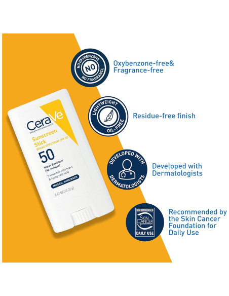 CeraVe Barra Solar Facial Mineral SPF 50 - 100% Mineral