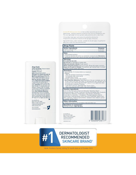 CeraVe Barra Solar Facial Mineral SPF 50 - 100% Mineral