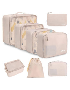 Cubos de Empaque BAGAIL 8 Set Organizador Viaje Crema