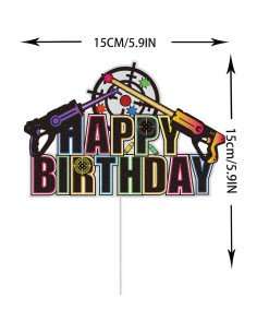 Topper de Pastel de Cumpleaños Feliz Kewey 15cm Decoración Fiesta 2