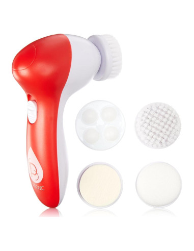 Cepillo de limpieza facial Pursonic FC110, 5 accesorios, Rojo
