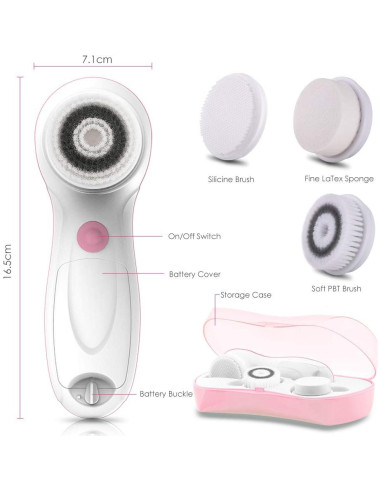 Cepillo Facial Eléctrico TOUCHBeauty con 3 Cabezas y Estuche