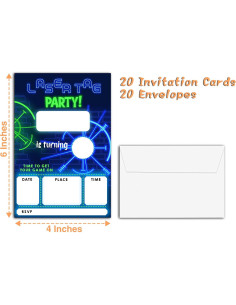 Invitaciones Fiesta Cumpleaños Neon Glow YQV - 20 Tarjetas 2