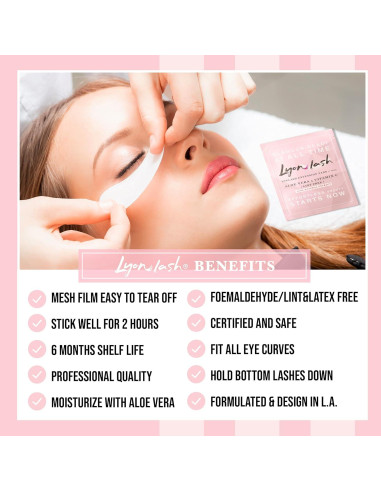 100 Pares Almohadillas Hidrogel para Ojos Lyon Lash - Sin Pelusa