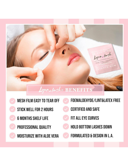 100 Pares Almohadillas Hidrogel para Ojos Lyon Lash - Sin Pelusa