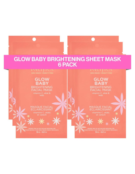 Mascarilla Facial Hoja Pacifica Glow Baby - Paquete de 6