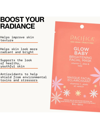 Mascarilla Facial Hoja Pacifica Glow Baby - Paquete de 6