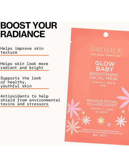 Mascarilla Facial Hoja Pacifica Glow Baby - Paquete de 6