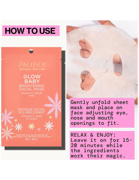 Mascarilla Facial Hoja Pacifica Glow Baby - Paquete de 6
