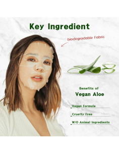 Mascarillas de Tela Veganas Purederm Aloe 12 Paquetes Hidratantes 2