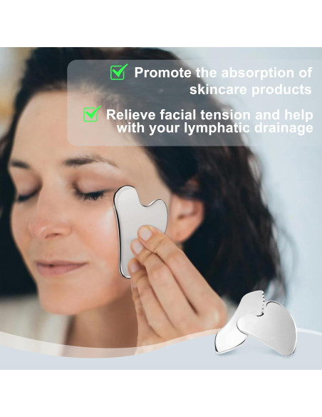Herramienta Gua Sha de Acero Inoxidable MoHern - Masaje Facial