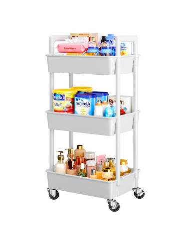 Carro Organizador Rodante Pipishell 3 Niveles Blanco