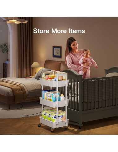 Carro Organizador Rodante Pipishell 3 Niveles Blanco