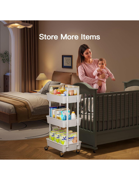 Carro Organizador Rodante Pipishell 3 Niveles Blanco