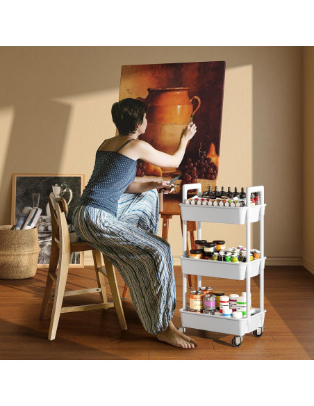 Carro Organizador Rodante Pipishell 3 Niveles Blanco