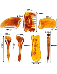 Kit de Masaje Facial Gua Sha 7 Piezas Gawon Ámbar 2