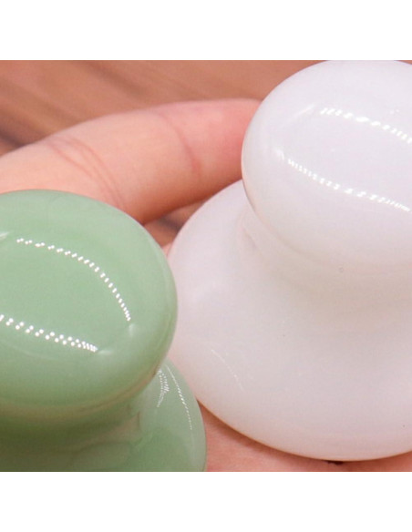 Masajeador Gua Sha Facial Uonlytech 2 Piezas Jade Blanco