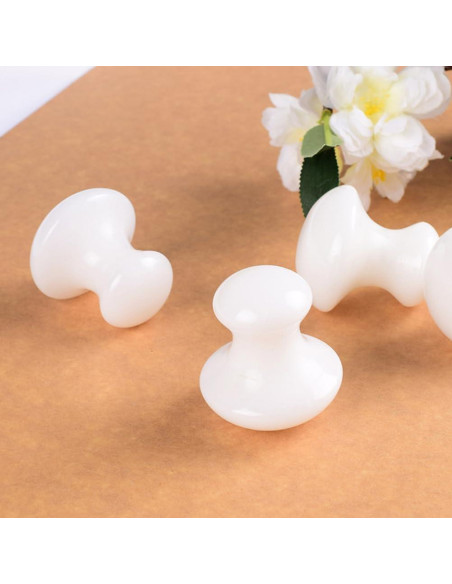 Masajeador Gua Sha Facial Uonlytech 2 Piezas Jade Blanco