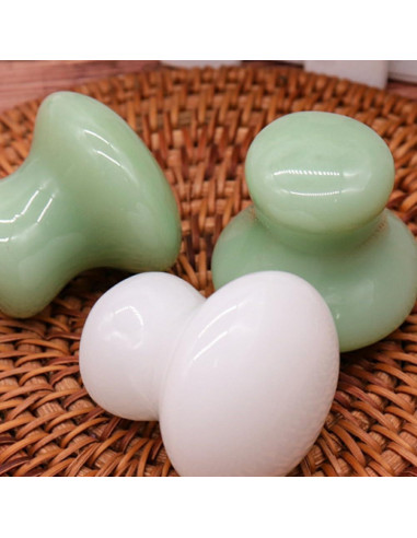Masajeador Gua Sha Facial Uonlytech 2 Piezas Jade Blanco