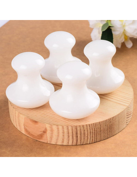 Masajeador Gua Sha Facial Uonlytech 2 Piezas Jade Blanco