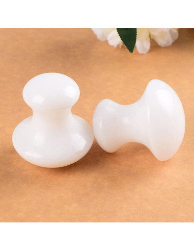 Masajeador Gua Sha Facial Uonlytech 2 Piezas Jade Blanco