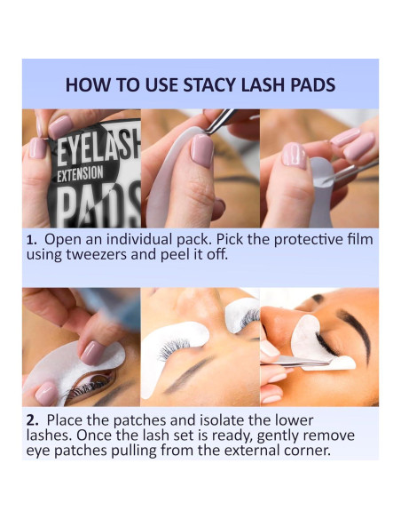 100 Pares Almohadillas de Gel Stacy Lash para Ojos con Aloe Vera