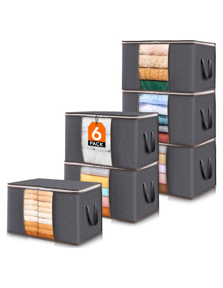 Contenedores de Almacenamiento Lifewit 6 Piezas 60L Gris