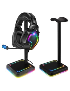 Soporte para Auriculares TEEDOR RGB con 2 Puertos USB