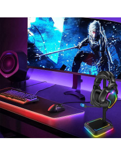 Soporte para Auriculares TEEDOR RGB con 2 Puertos USB 2