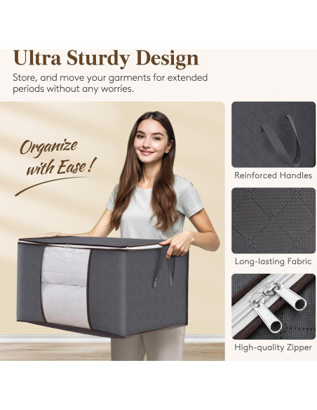 Contenedores de Almacenamiento Lifewit 6 Piezas 60L Gris