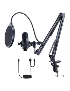 Micrófono USB VEVOR AK-V4, 192kHz/24-bit, Condensador Profesional