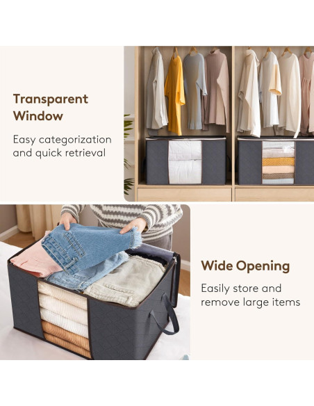 Contenedores de Almacenamiento Lifewit 6 Piezas 60L Gris