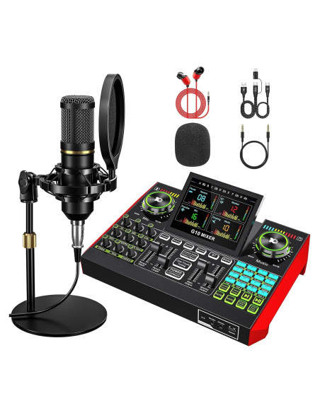 Paquete de Micrófono BM800 con Mezclador G10 para Podcast