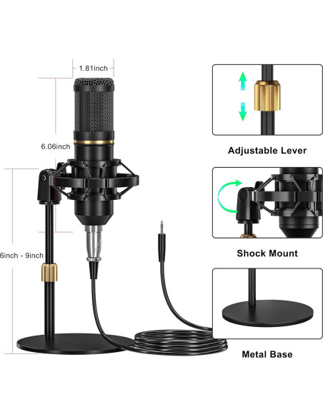 Paquete de Micrófono BM800 con Mezclador G10 para Podcast