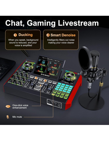 Paquete de Micrófono BM800 con Mezclador G10 para Podcast